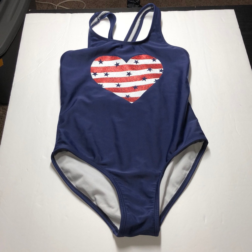 Cat & Jack blue heart swimsuit size medium